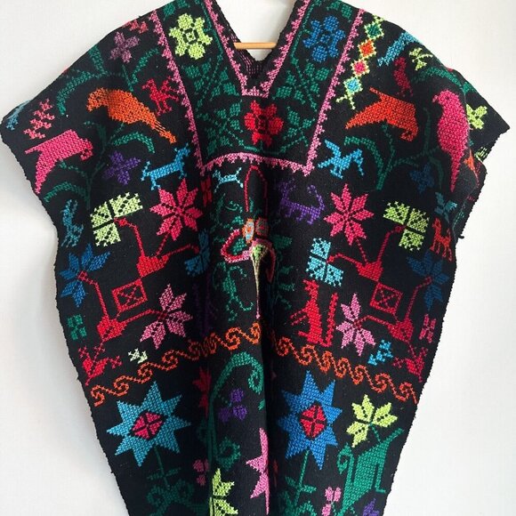 Vintage Colourful Embroidered Poncho Cape - Picture 5 of 8